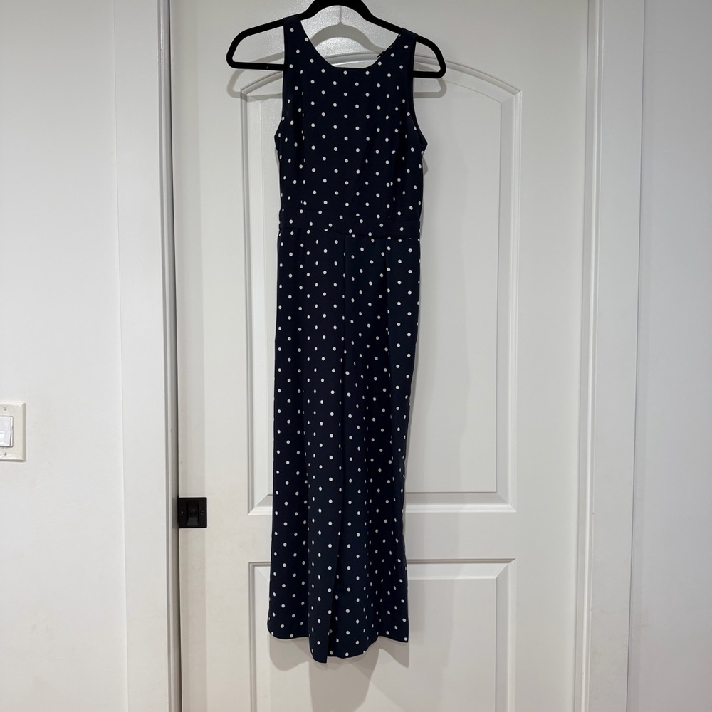 NWT Banana Republic 4P Jumpsuit Navy polka dot
